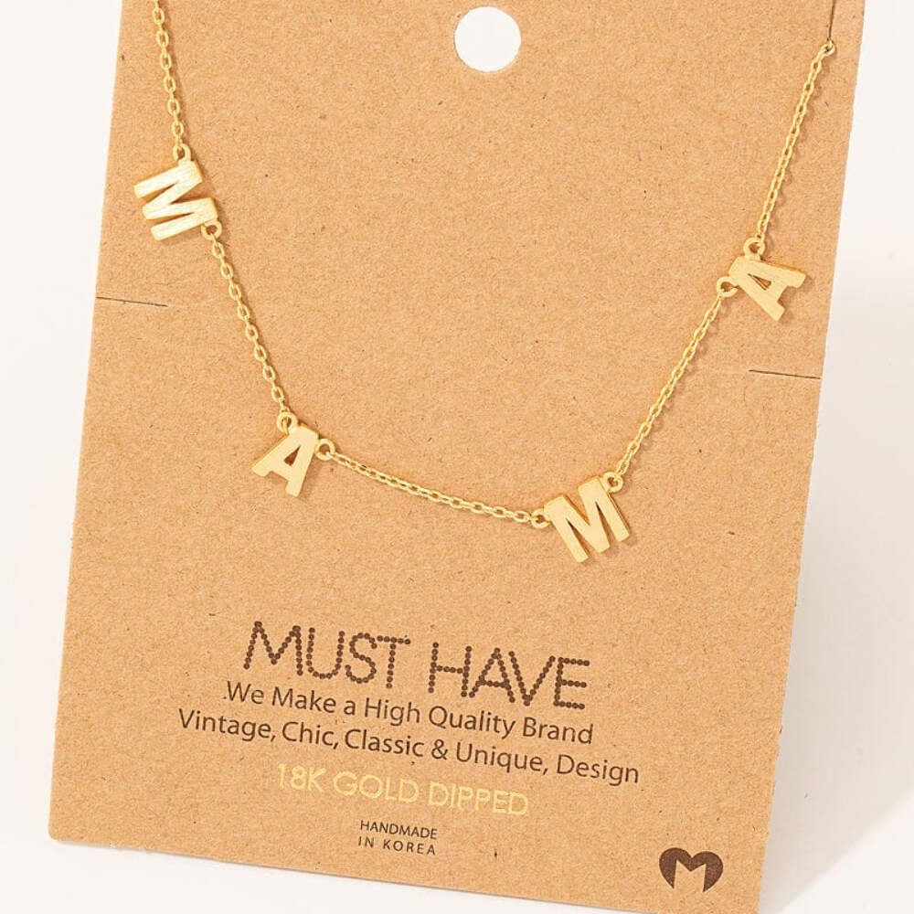 Mama Letter Necklace – 18K Gold Dipped Name Chain, Lightweight Everyday Jewelry